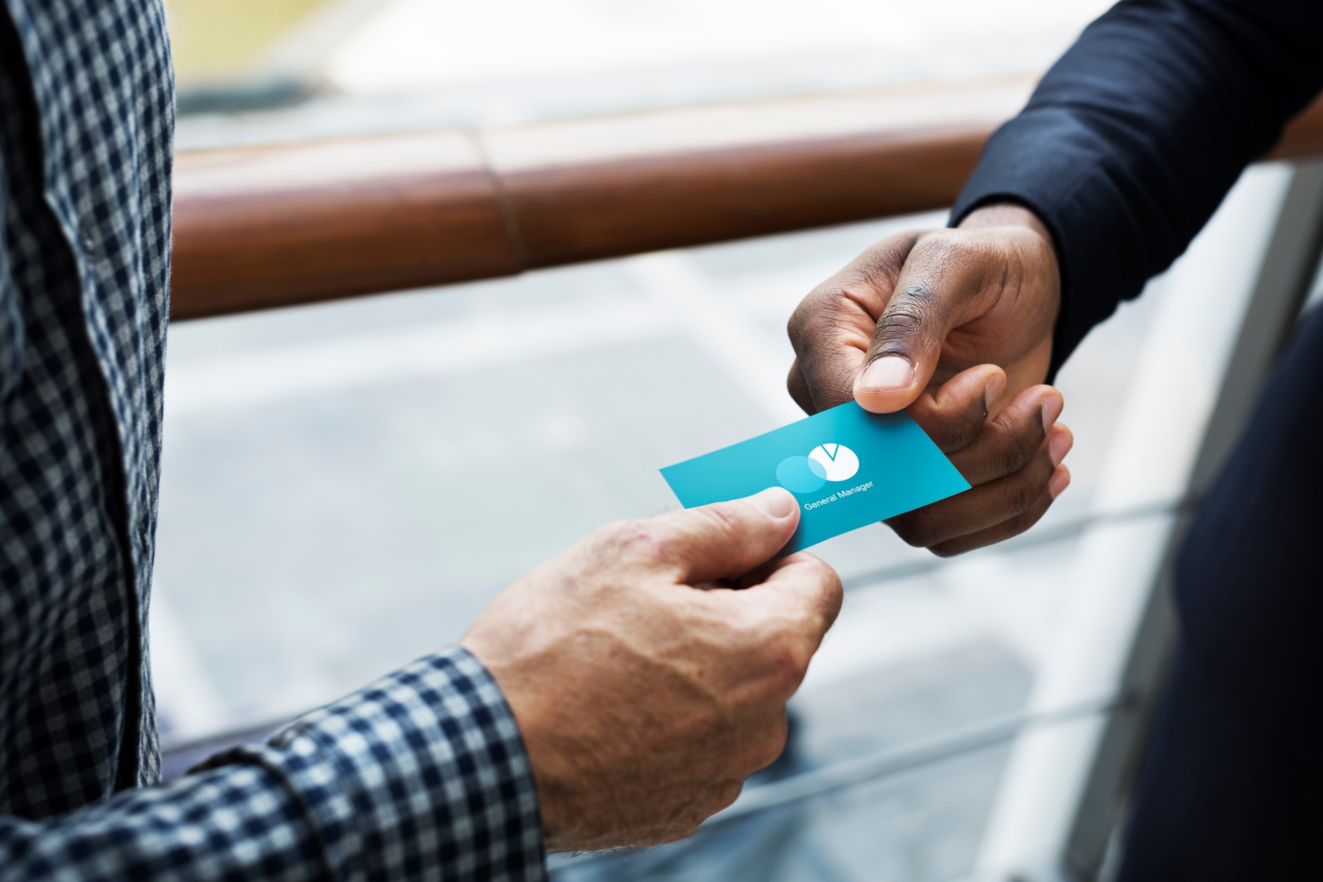 Business people exchanging a business card